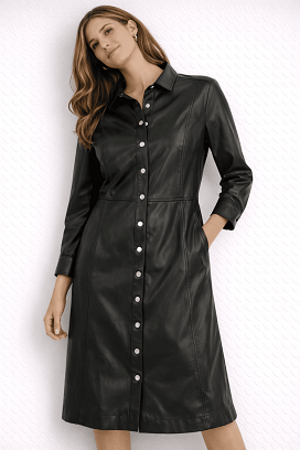 Mango fekete műbőr ruha