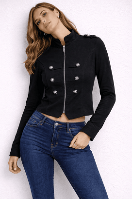 Fekete díszgombos blézer