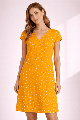 Sárga virágmintás ruha