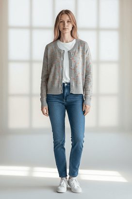 Virágmintás női kardigán