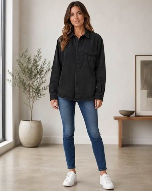 Pull&Bear fekete vastagabb ing (M)